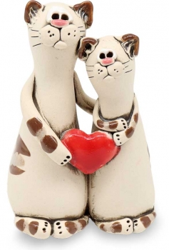 Poly Katzenpaar mit Herz 10cm